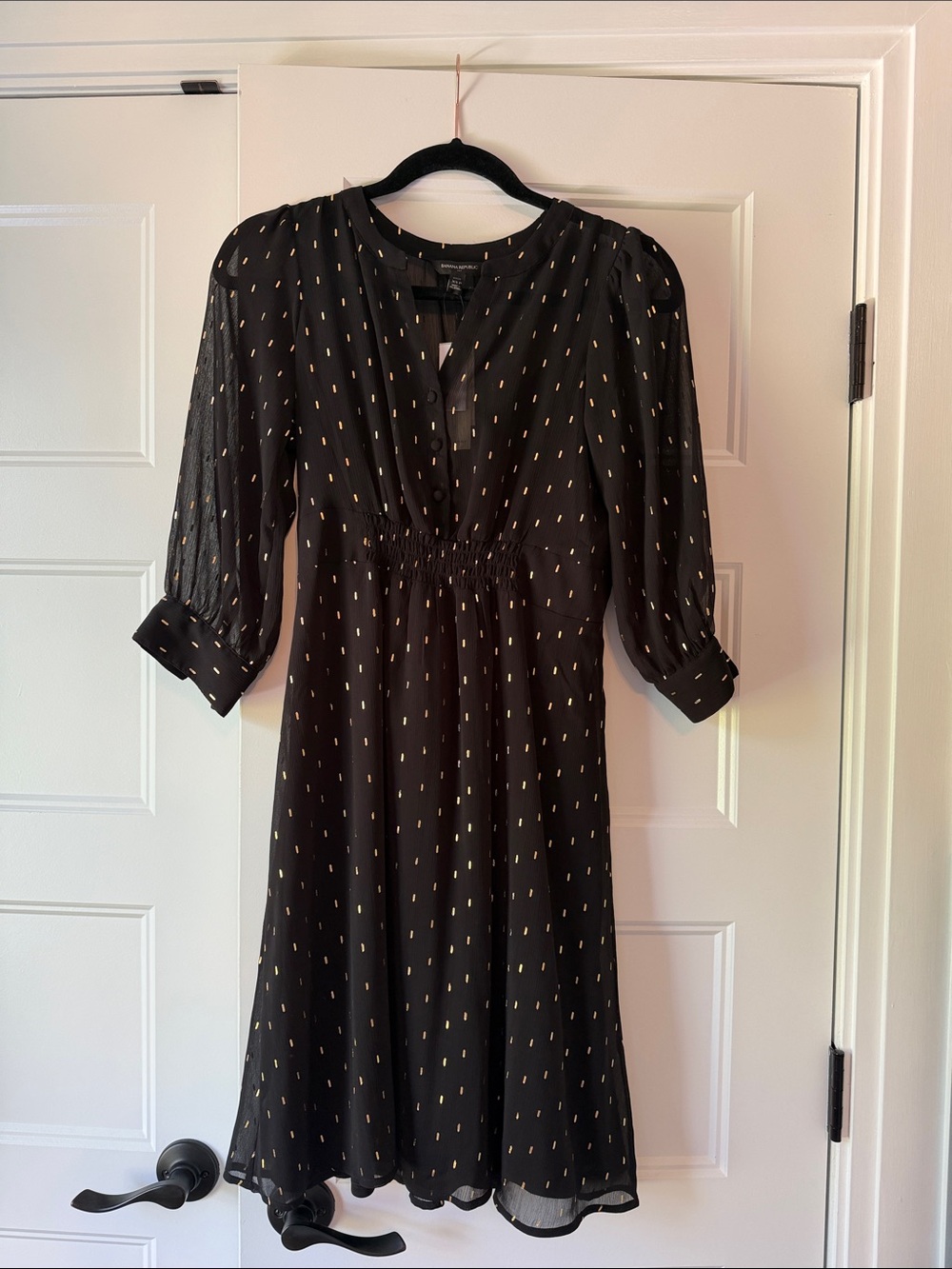 Banana Republic Black Dress with Gold Dot Print - Women